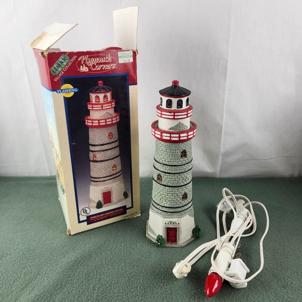 Vintage Lemax 1997 "MISTY HARBOR" Lighthouse Plymouth Corners